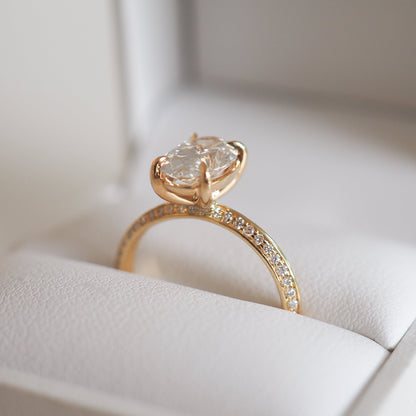 1.50 CT Oval Lab Grown Diamond Pave Engagement Ring in Elegant Setting 2