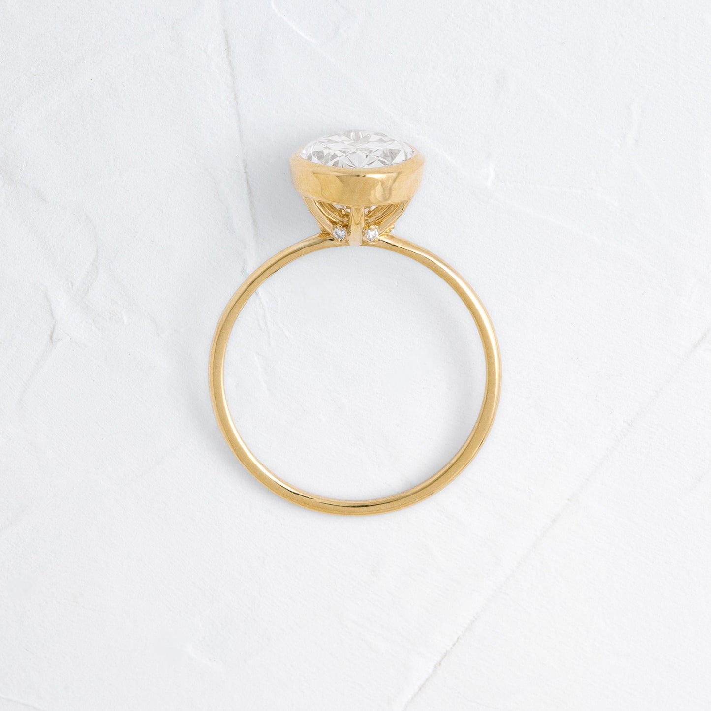 Solitaire Bezel with Hidden Stones-Marquise Lab Grown Diamond Engagement Ring