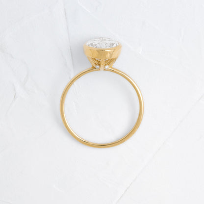 Solitaire Bezel with Hidden Stones-Marquise Lab Grown Diamond Engagement Ring