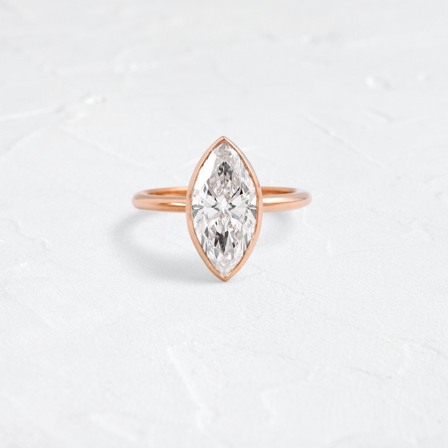 Solitaire Bezel with Hidden Stones-Marquise Lab Grown Diamond Engagement Ring