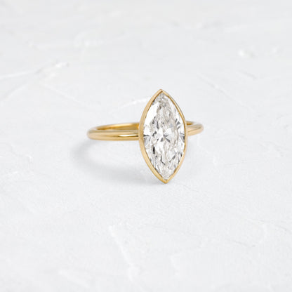 Solitaire Bezel with Hidden Stones-Marquise Lab Grown Diamond Engagement Ring