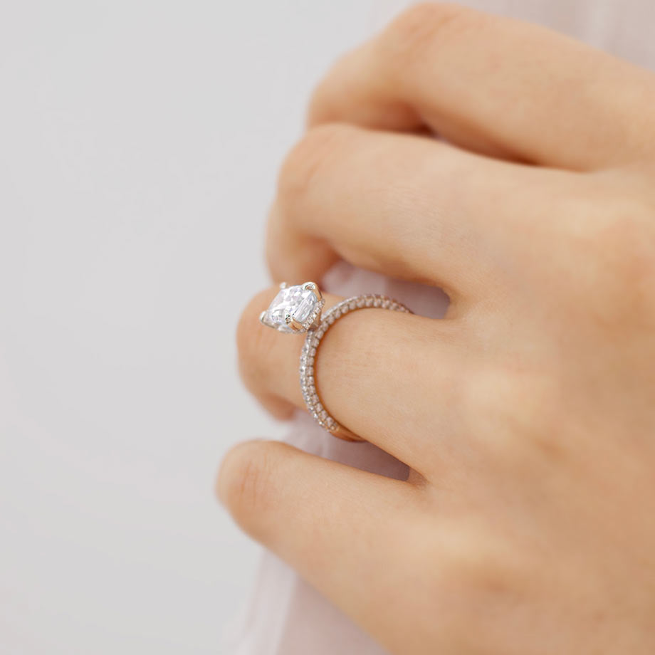 2.0 CT Emerald Lab-Grown Diamond Hidden Halo Engagement Ring 7