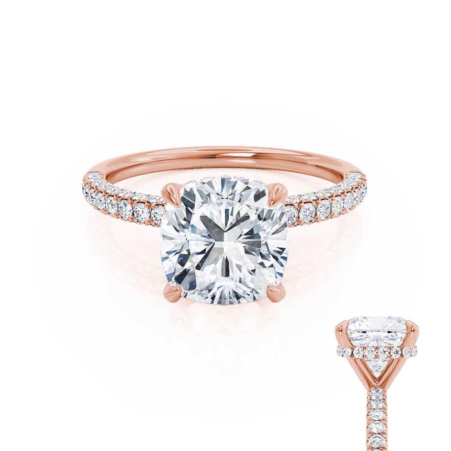 1.20 CT Cushion Lab Grown Diamond Hidden Halo Engagement Ring 3
