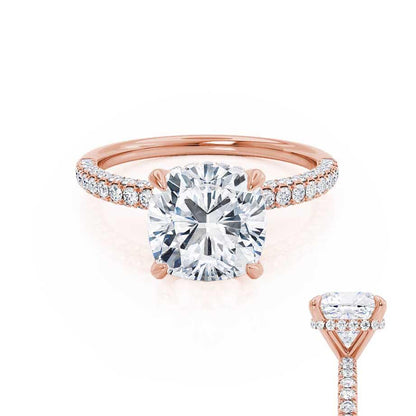 1.20 CT Cushion Lab Grown Diamond Hidden Halo Engagement Ring 3