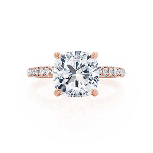 1.20 CT Cushion Lab Grown Diamond Hidden Halo Engagement Ring