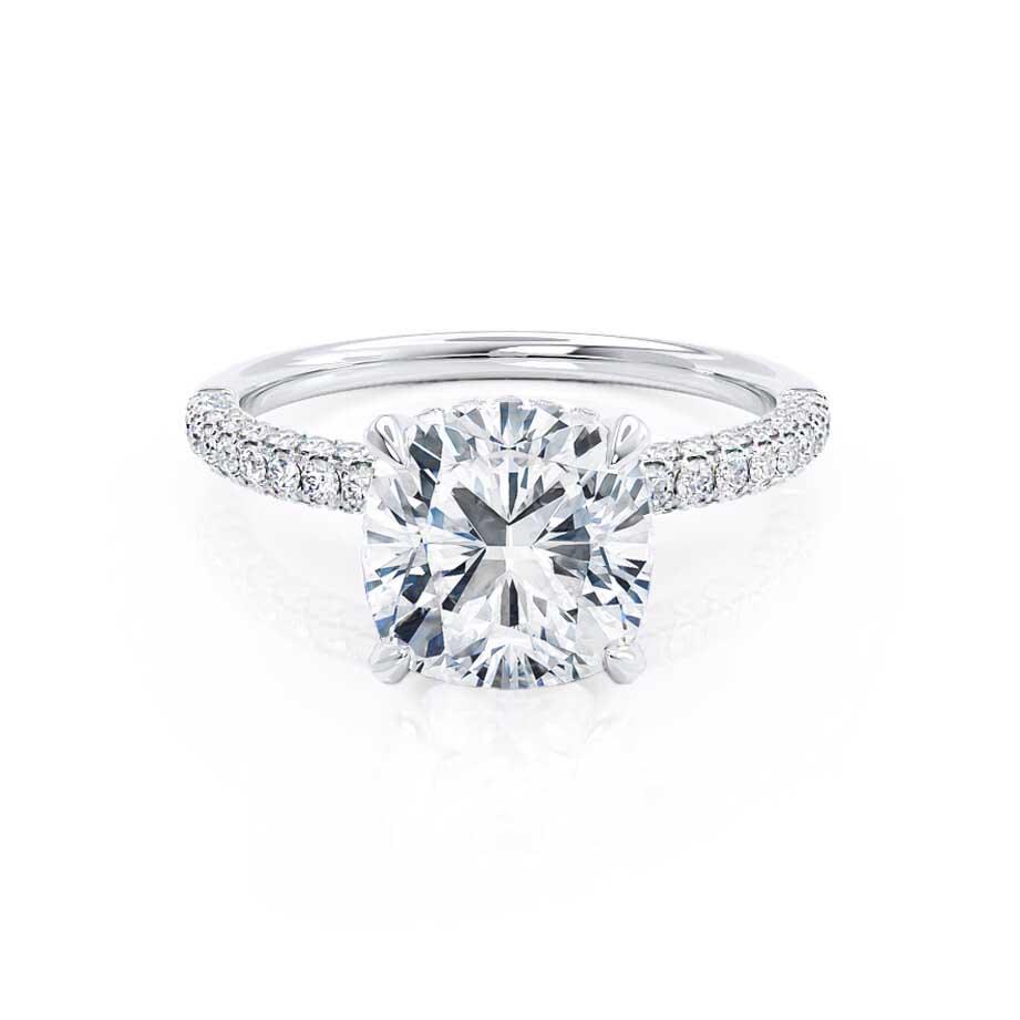 1.0 CT Cushion Cut Lab Grown Diamond Hidden Halo Engagement Ring