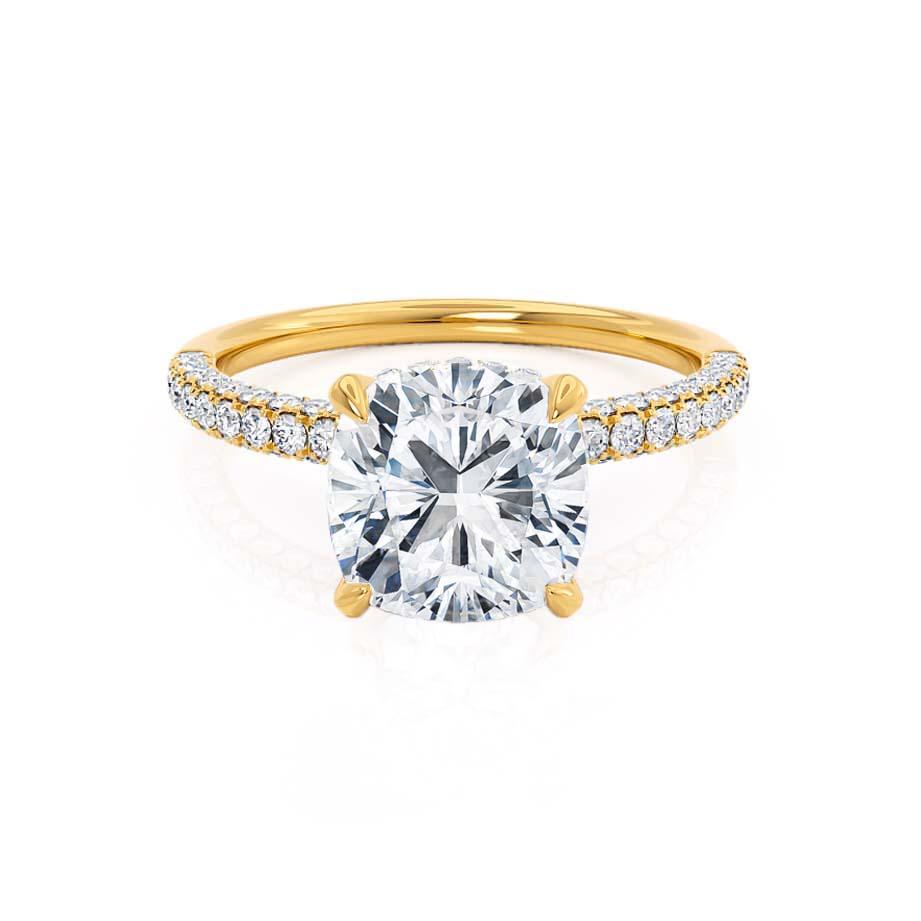 1.20 CT Cushion Lab Grown Diamond Engagement Ring With Hidden Halo Elegance