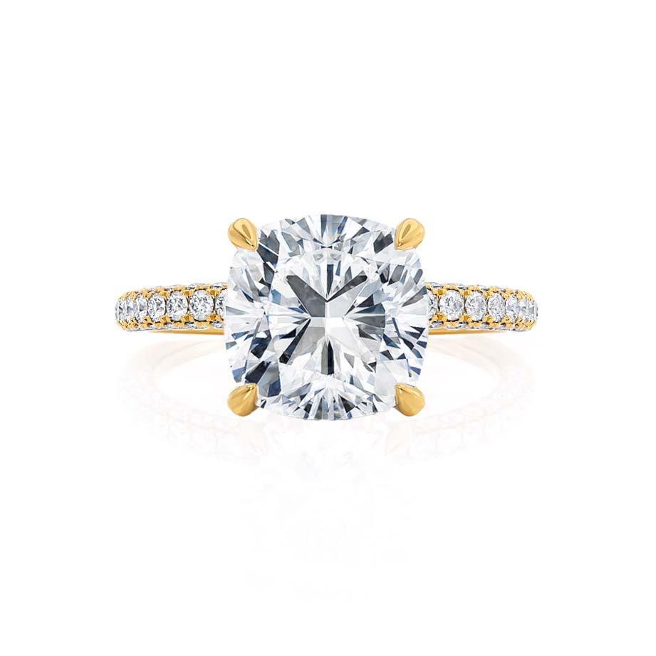 1.20 CT Cushion Lab Grown Diamond Engagement Ring With Hidden Halo Elegance