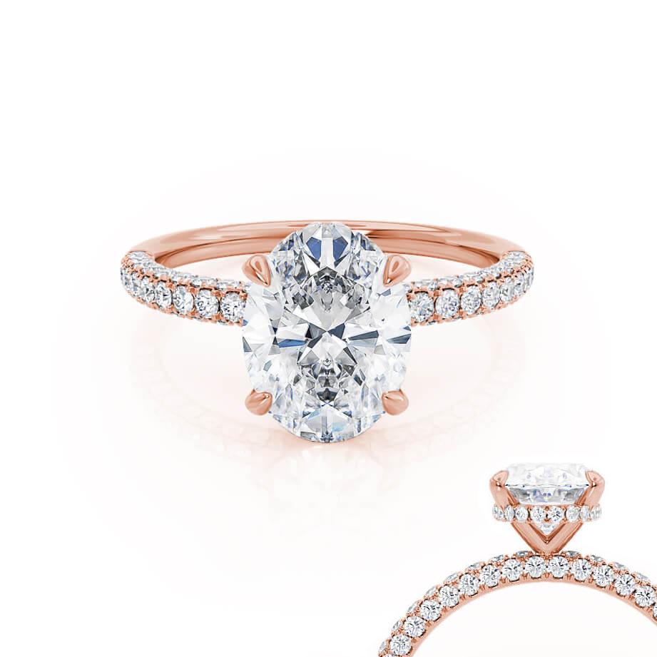 4.20 CT Oval Lab-Grown Diamond Hidden Halo Pave Engagement Ring 2