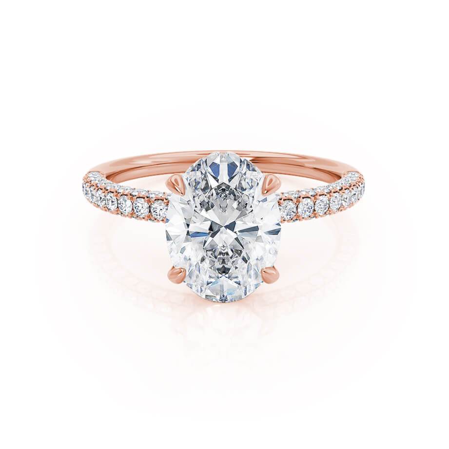 4.20 CT Oval Lab-Grown Diamond Hidden Halo Pave Engagement Ring