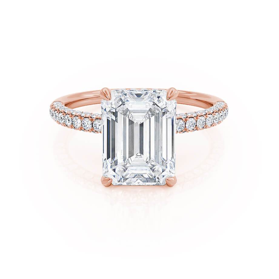 2.0 CT Emerald-Cut Lab-Grown Diamond Hidden Halo Engagement Ring