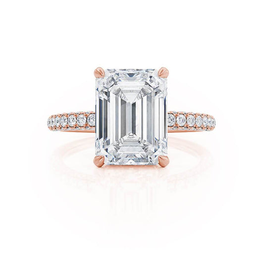 2.0 CT Emerald-Cut Lab-Grown Diamond Hidden Halo Engagement Ring