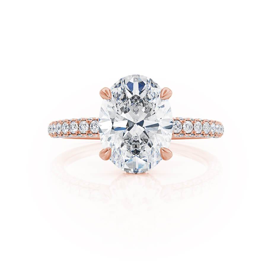 4.20 CT Oval Lab-Grown Diamond Hidden Halo Pave Engagement Ring