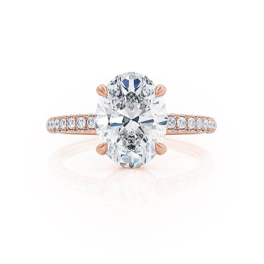 4.20 CT Oval Lab-Grown Diamond Hidden Halo Pave Engagement Ring