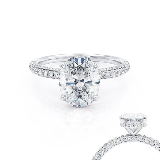 4.20 CT Oval Lab-Grown Diamond Hidden Halo Pave Elegance Ring