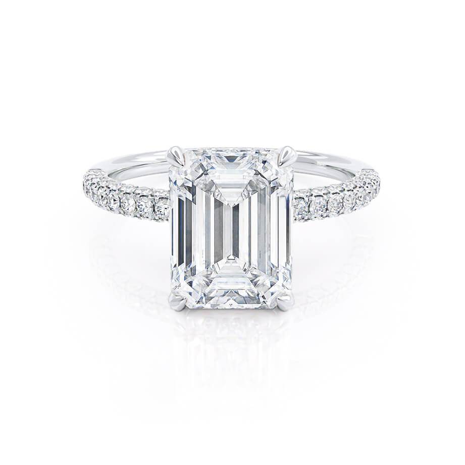 2.0 CT Emerald Cut Lab-Grown Diamond Engagement Ring With Hidden Halo