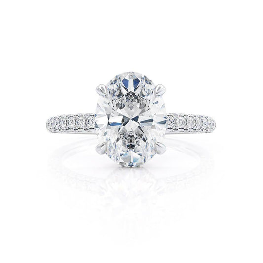 4.20 CT Oval Lab-Grown Diamond Hidden Halo Engagement Ring