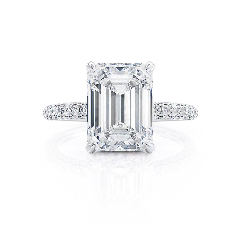 2.0 CT Emerald Cut Lab-Grown Diamond Engagement Ring With Hidden Halo Pave Elegance 2