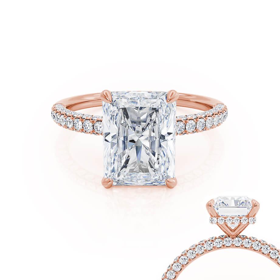 Radiant Elegance: 2.0 CT Lab-Grown Diamond Hidden Halo Pave Engagement Ring 3