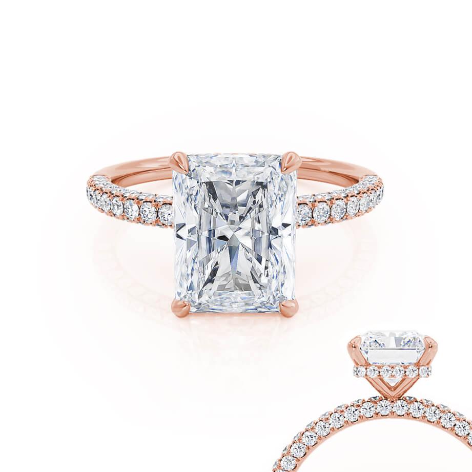 Radiant Elegance: 2.0 CT Lab-Grown Diamond Hidden Halo Pave Engagement Ring