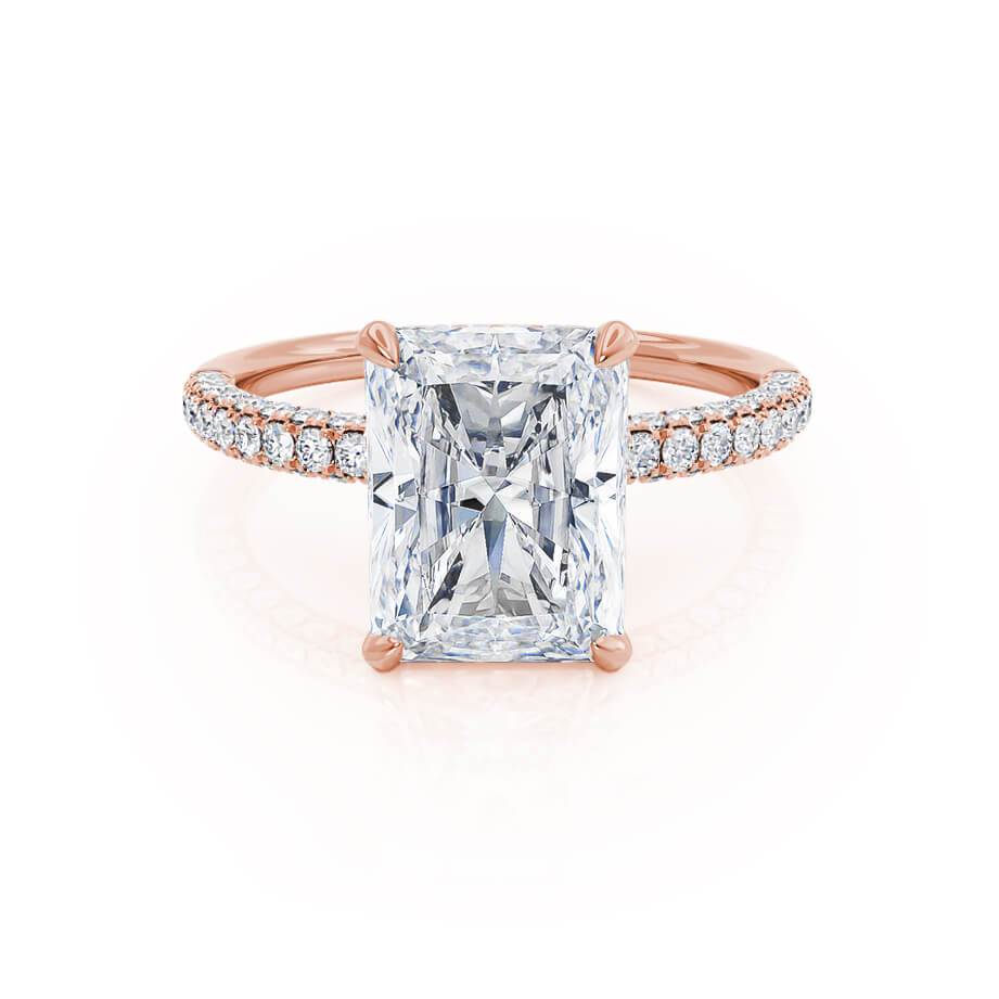 Radiant Elegance: 2.0 CT Lab-Grown Diamond Hidden Halo Pave Engagement Ring 1
