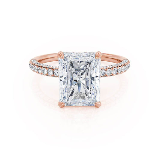 Radiant Elegance: 2.0 CT Lab-Grown Diamond Hidden Halo Pave Engagement Ring