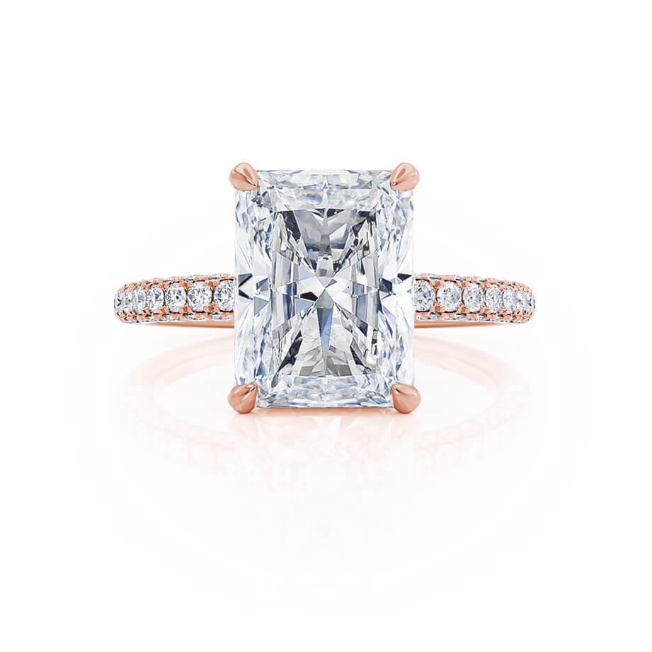 Radiant Elegance: 2.0 CT Lab-Grown Diamond Hidden Halo Pave Engagement Ring 2