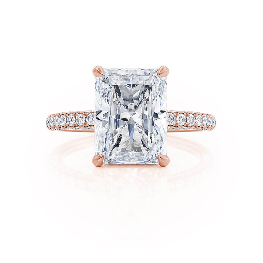 Radiant Elegance: 2.0 CT Lab-Grown Diamond Hidden Halo Pave Engagement Ring