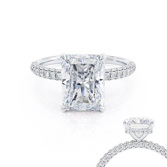 1.50 CT Radiant Lab-Grown Diamond Hidden Halo Engagement Ring