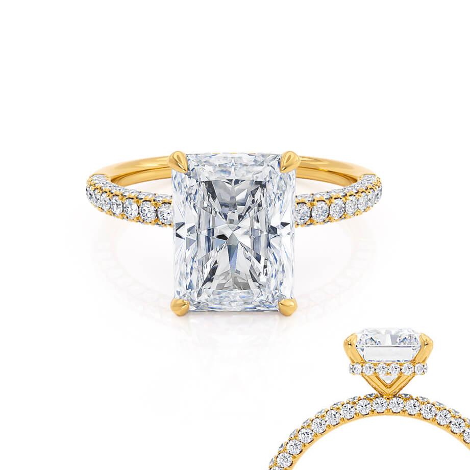 1.50 CT Radiant Lab-Grown Diamond Hidden Halo Pave Engagement Ring