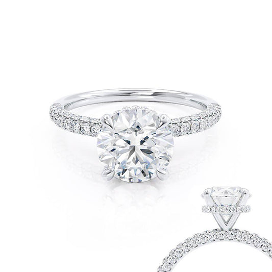 1.90 CT Round  Lab-Grown Diamond Hidden Halo Engagement Ring