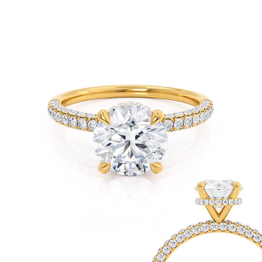 1.50 CT Round Lab-Grown Diamond Hidden Halo Gold Engagement Ring