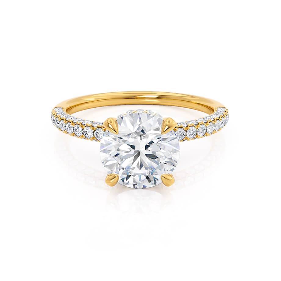 1.50 CT Round Lab-Grown Diamond Hidden Halo Gold Engagement Ring