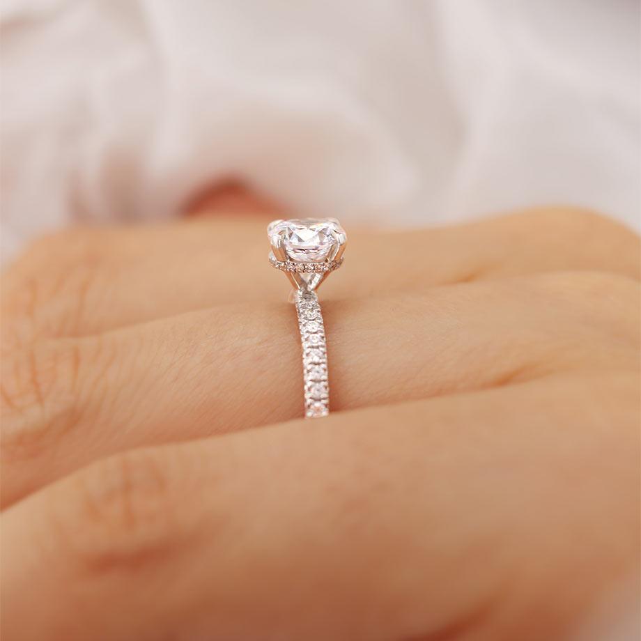 1.50 CT Round Lab-Grown Diamond Hidden Halo Engagement Ring