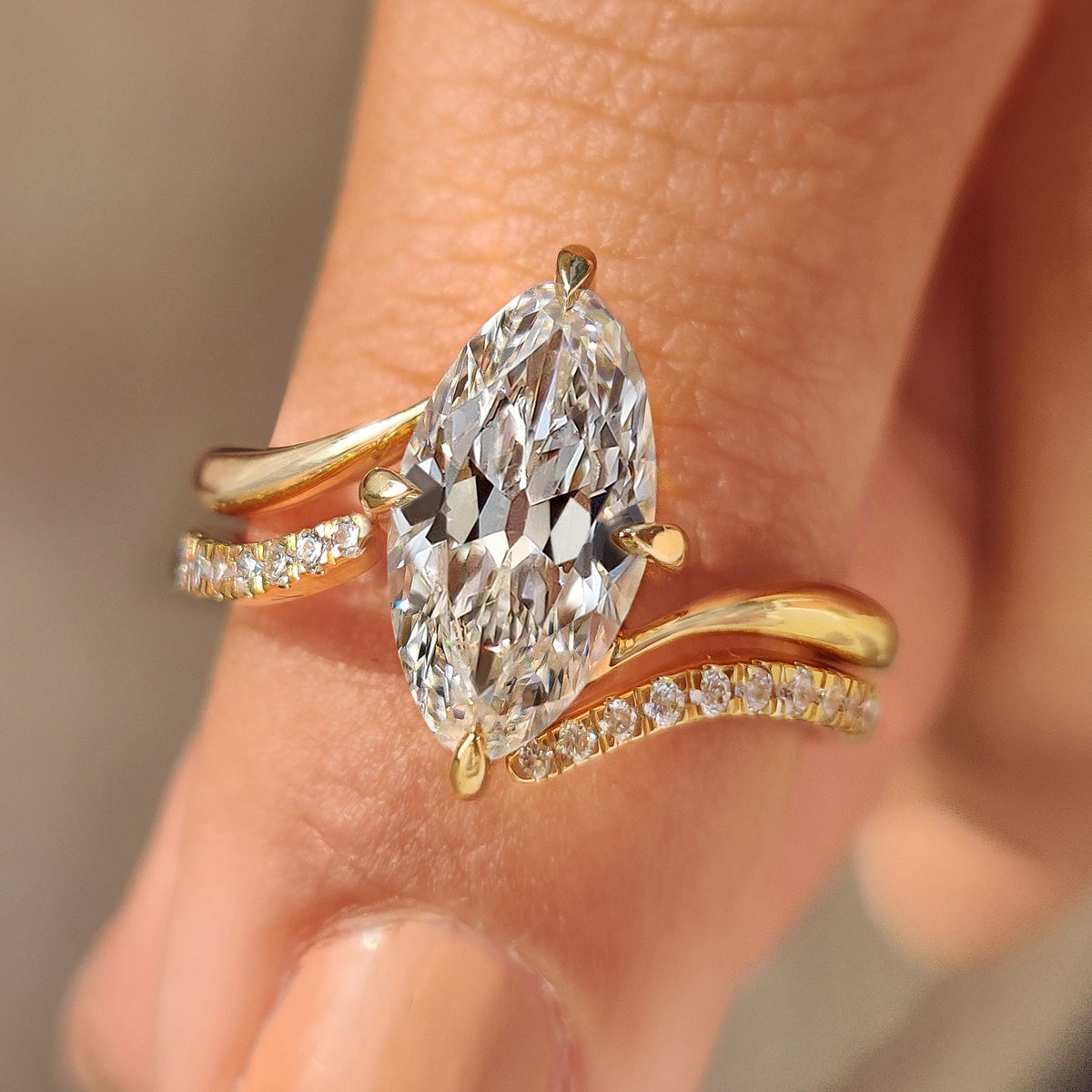 Solitaire Cathedral- 1.8 CT Cushion Lab Grown Diamond Wedding Band