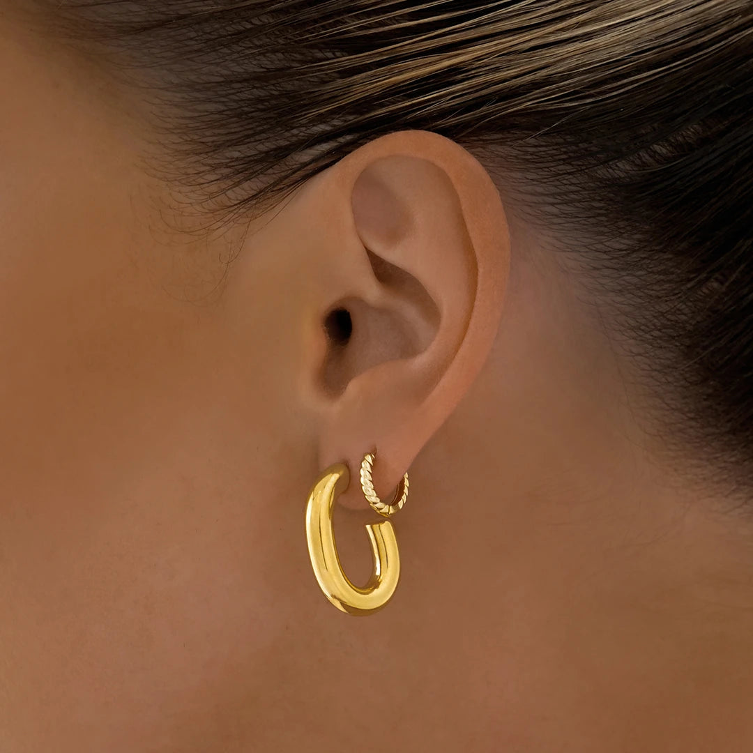 Sleek Silver C-Shaped Hoop Earrings