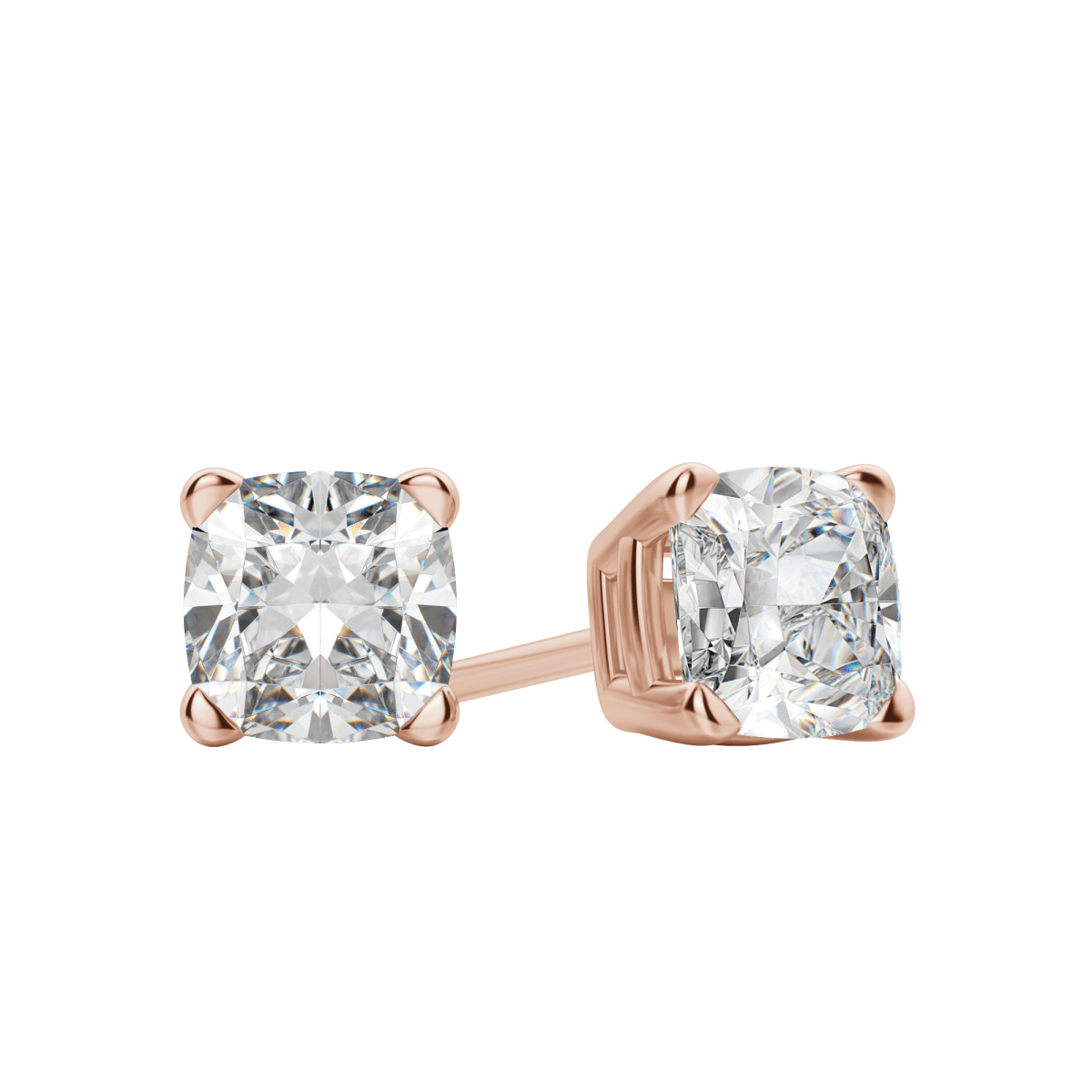 2.0 TCW Cushion Cut Lab-Grown Diamond Stud Earrings in Gold 4