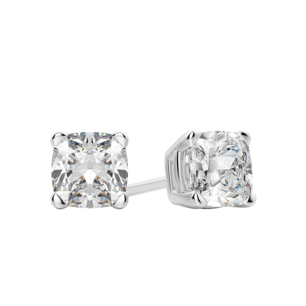 2.0 TCW Cushion Cut Lab-Grown Diamond Stud Earrings in Gold 7