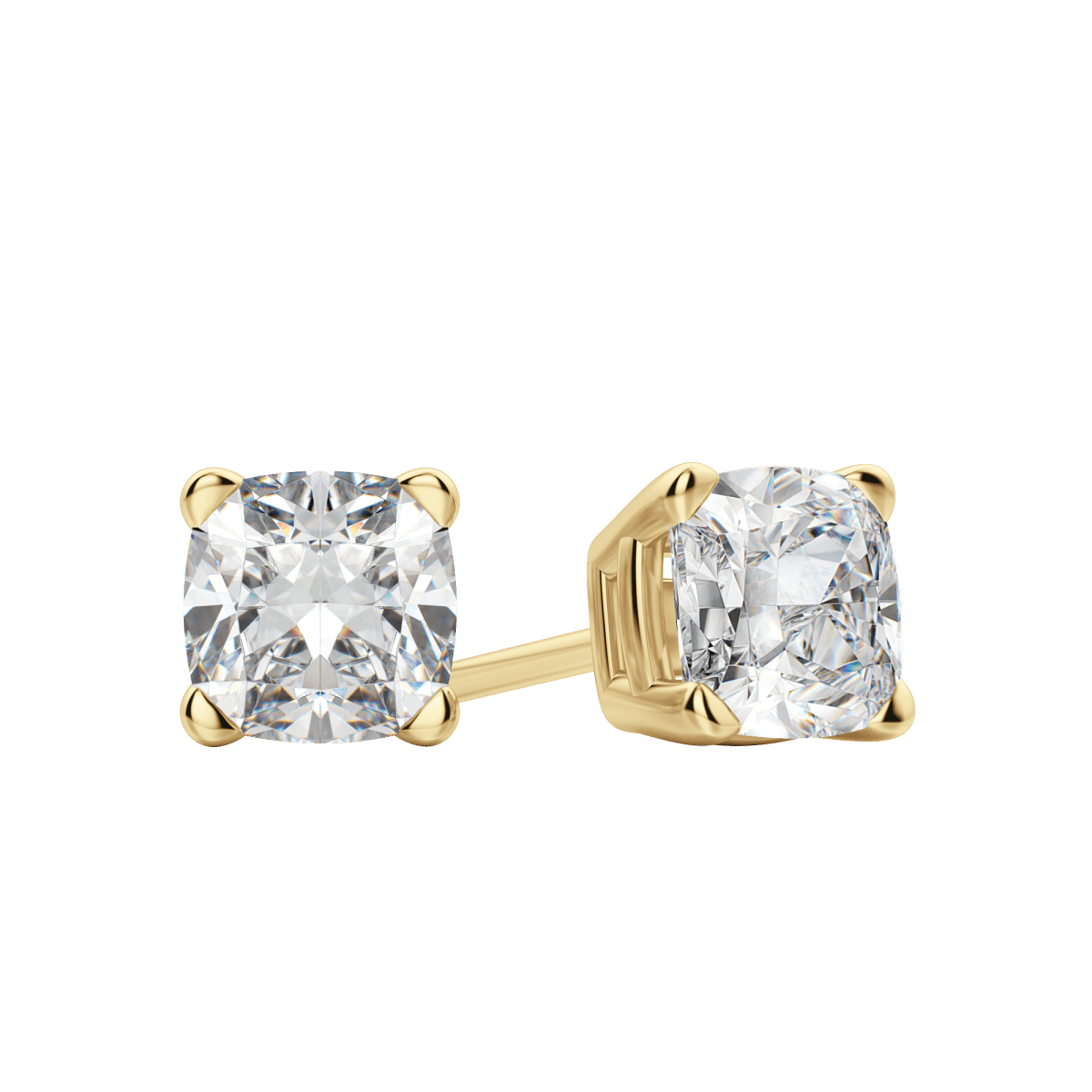 2.0 TCW Cushion Cut Lab-Grown Diamond Stud Earrings in Gold 1