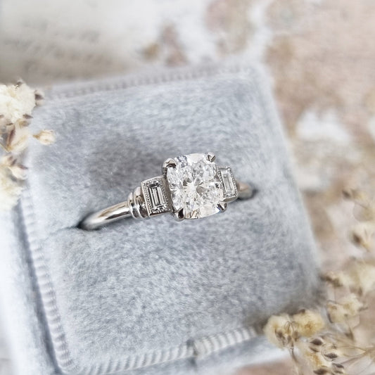 1 CT Cushion Cut Lab-Grown Diamond Trio Engagement Ring