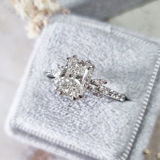 Radiant Elegance: 2.08 CT Cushion Lab-Grown Diamond Pave Engagement Ring