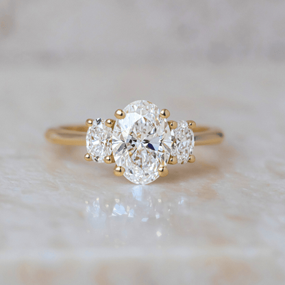 Three Stone with Hidden Details-Oval Lab Grown Diamond Engagement Ring