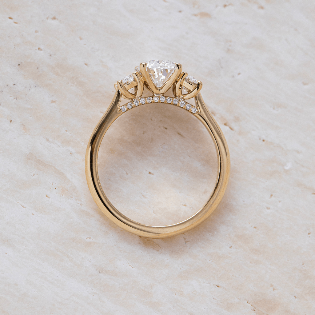 Three Stone with Hidden Details-Oval Lab Grown Diamond Engagement Ring