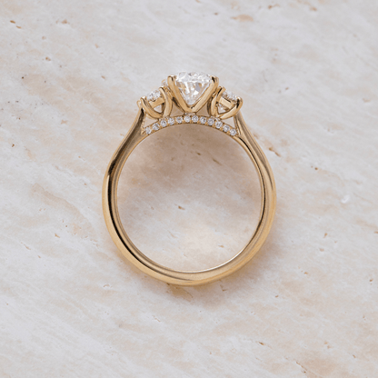 Three Stone with Hidden Details-Oval Lab Grown Diamond Engagement Ring