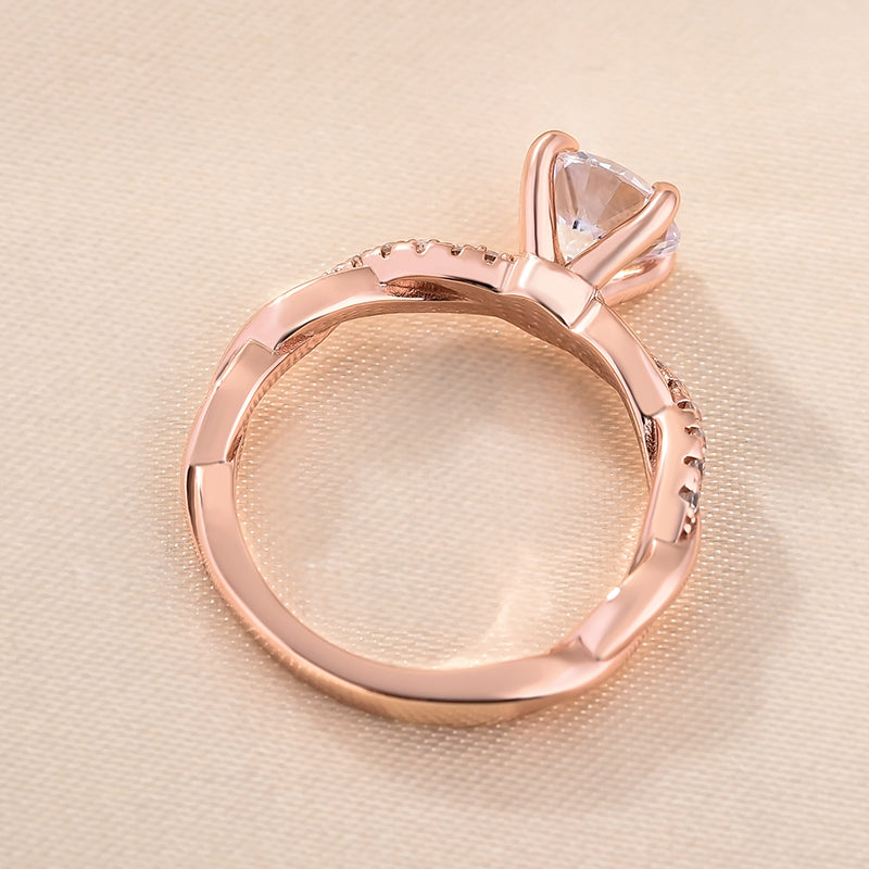 1.25 CT Round Lab-Grown Diamond Twisted Shank Pave Engagement Ring 4