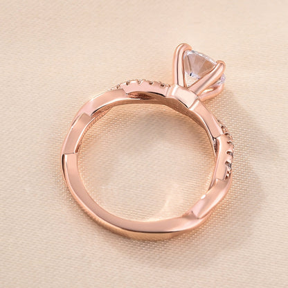 1.25 CT Round Lab-Grown Diamond Twisted Shank Pave Engagement Ring 4