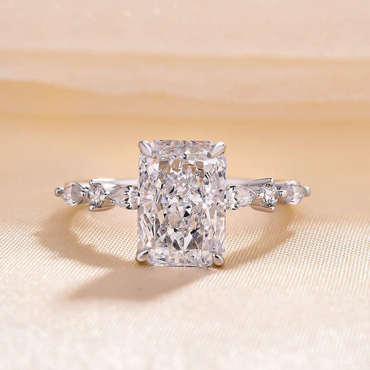 3.5 CT Radiant Lab-Grown Diamond Pave Engagement Ring