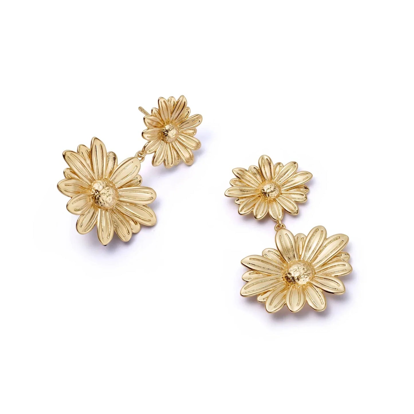 Golden Bloom Double Daisy Earrings 1