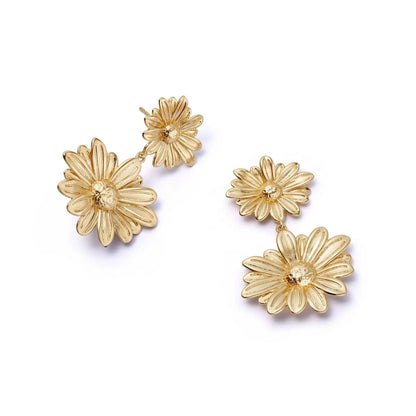 Golden Bloom Double Daisy Earrings 1