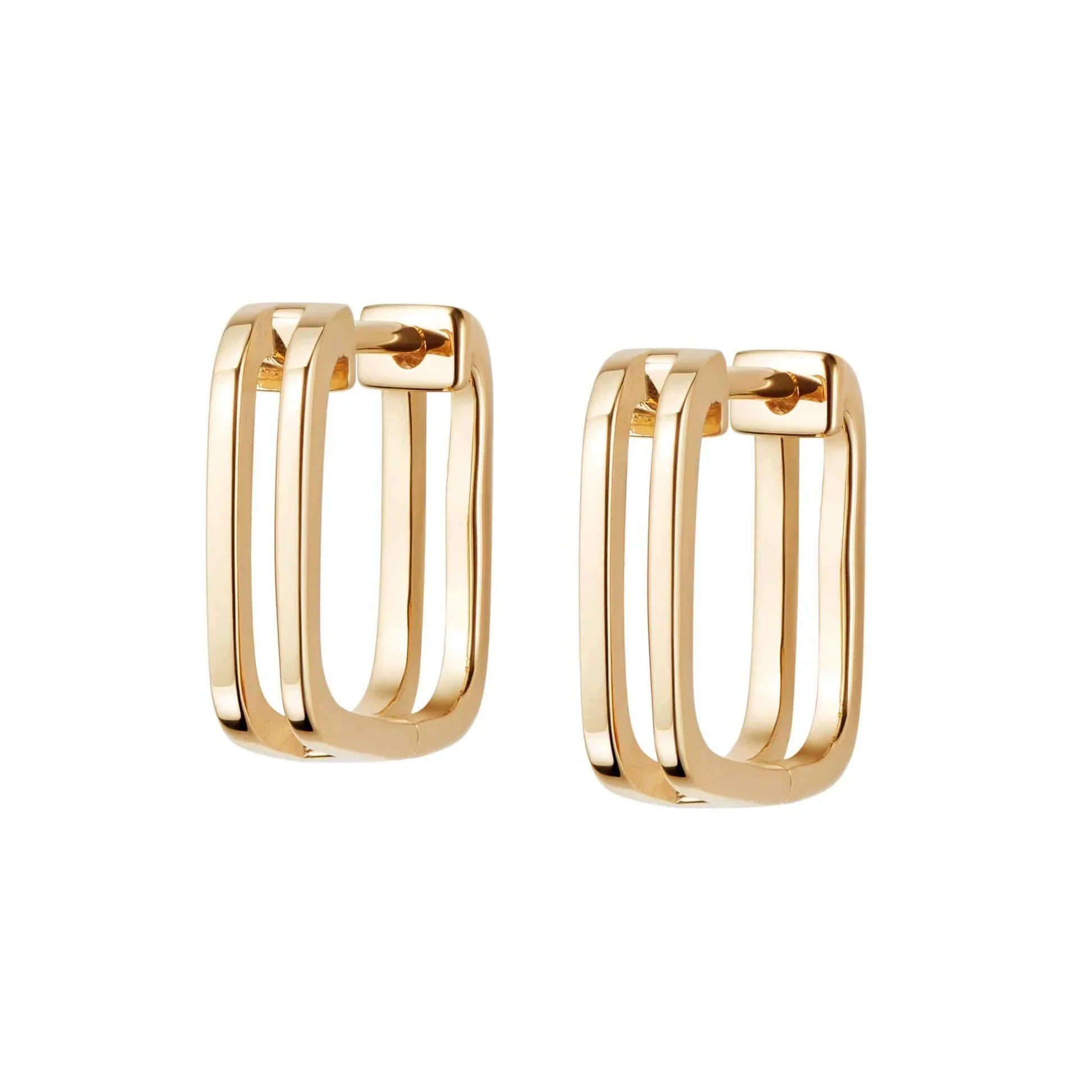 Elegant Dual-Band Square Hoop Earrings 1